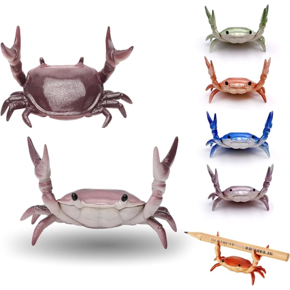 Cute Crab-Shaped Pen Holder, Realistic Crab Shaped Pen Holder, Crab Pens Holders for Desk, Funny Weightlifting Crabs Shaped Spoon Holders, for Storage Office Desk Display Decorations (Purple)
