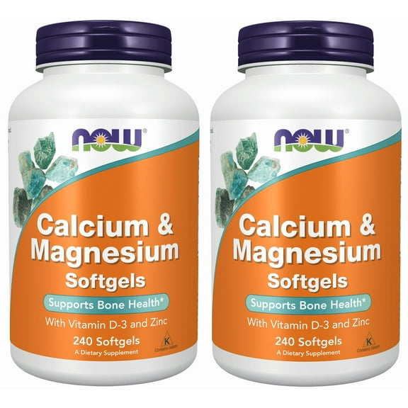 NOW Supplements, Calcium & Magnesium with Vitamin D-3 and Zinc, Supports Bone Health*, 240 Softgels (Pack of 2)
