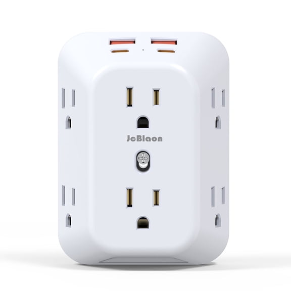 Surge Protector Outlet Extender, 6-Outlet Splitter with 4 USB Wall Charger(2 USB-C Ports), Multi Plug Wall Outlet 1050J Power Strip for Home Office Dorm Room Essentials