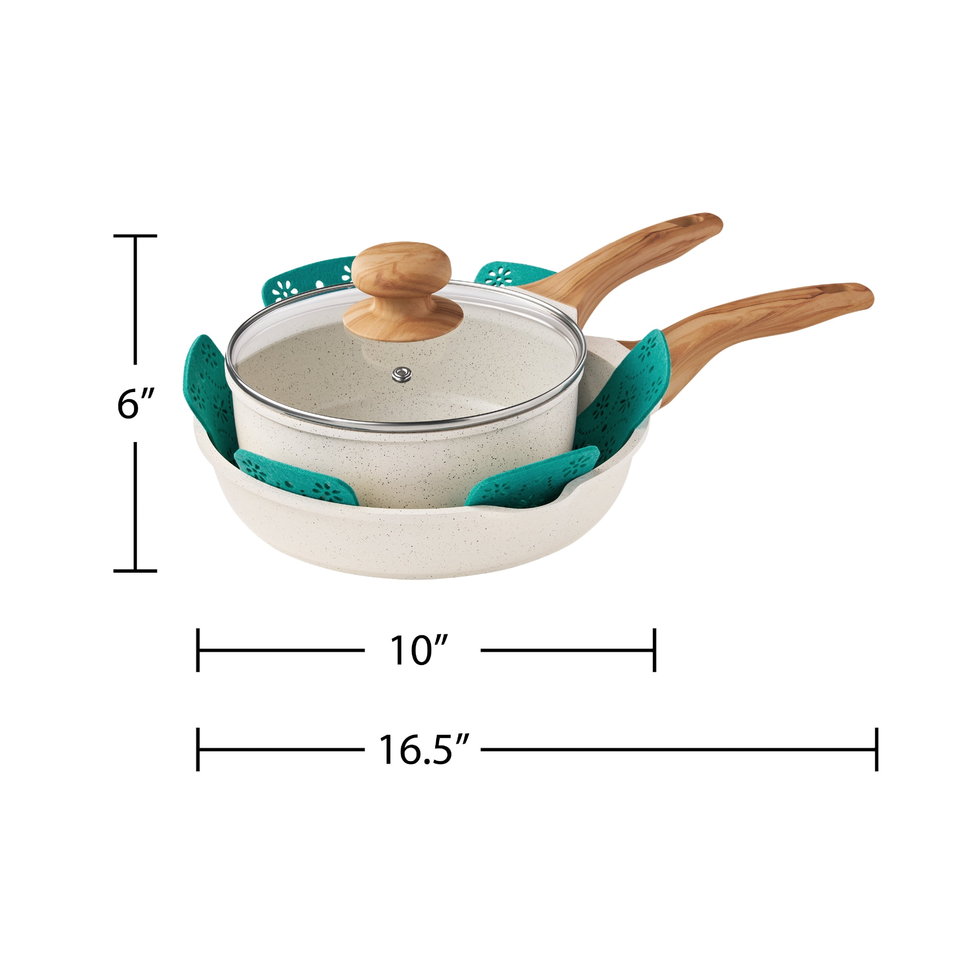 The Pioneer Woman Prairie Signature 30Piece Cast Aluminum Cookware Set, Linen Speckle  (图5)