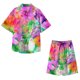 thumbnail image 5 of Conjunto casual de blusa y pantalones de playa de manga corta con estampado de botones para hombre Pompotops  oipoqjl36028, 5 of 5
