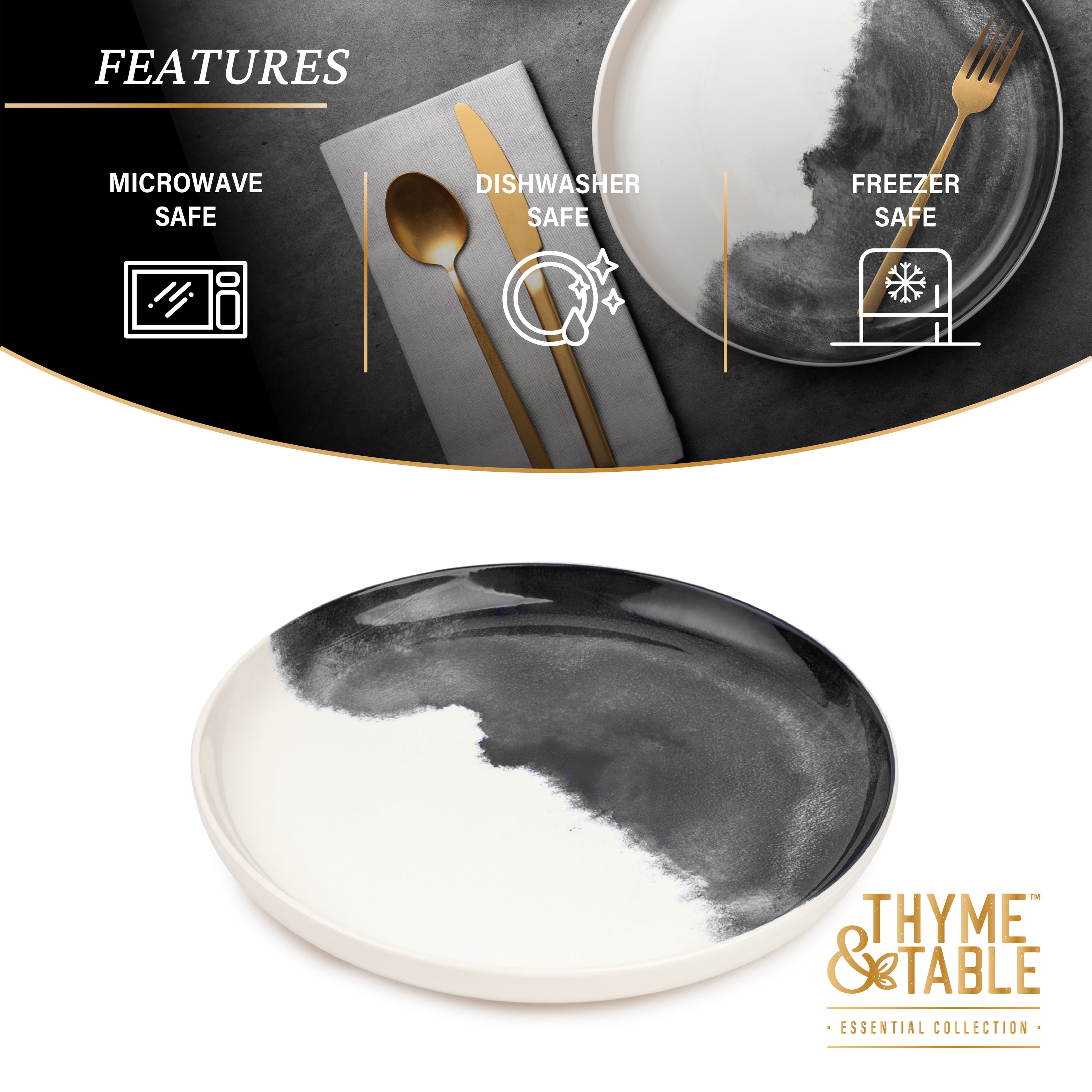 Thyme & Table Stoneware Drip Dinner Plate, Grey
