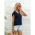 thumbnail image 4 of CALIPESSA Womens Summer Solid Short Sleeve Tunic Tops Loose Fit Casual Round Neck T-Shirt, 4 of 5
