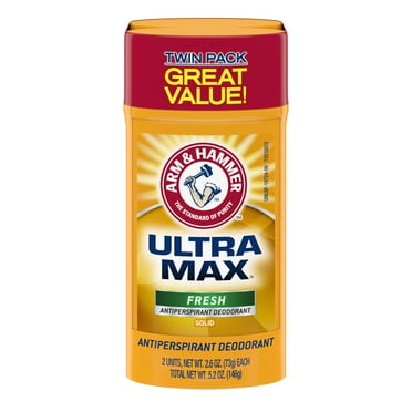 ARM & HAMMER ULTRA MAX Deodorant, Fresh Scent, Solid Stick 2.6 oz, Twin Pack (Pack of Two)