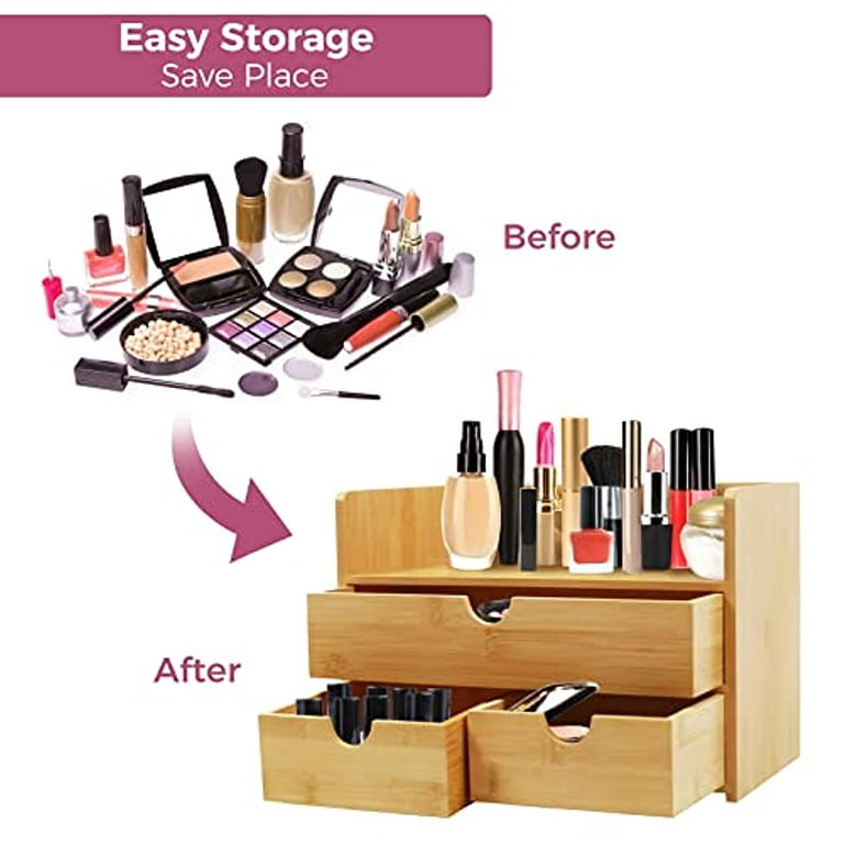  ZHIAI 2 Piece Set Stackable Makeup Organizer Drawers, Plastic  Bathroom Organizer, Cosmetic Storage Box for Vanity, Undersink, Skincare,  Kitchen Cabinets, Pantry Organization : Beauty & Personal Care