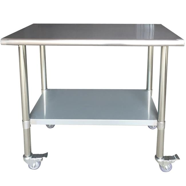 24 x 48 in. Stainless Steel Work Table with Casters