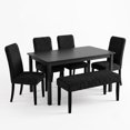 thumbnail image 3 of Home Design Guysaka 6-Piece Dining Set with Modern Rectangular Table, 4 Upholstered Corduroy Dining Chairs & Upholstered Bench, Black, 3 of 18