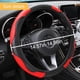 thumbnail image 4 of Funda para volante, microfibra de piel sintética elástica de fibra de carbono, protector de volante automático, 15 pulgadas, transpirable, antideslizante para mujeres y hombres, accesorios interiores, 4 of 4