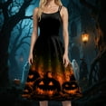 thumbnail image 6 of TTUHYWXI Halloween Dresses for Women 2025 Vintage 50s Spaghetti Strap Scary Graphic A Line Midi Dress for Cocktail Party (Orange, XXL), 6 of 6