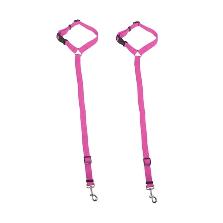 Unique Bargains 2Pcs Adjustable Car Pet Cat Dog Seat Strap Car Headrest Restraint Harness Pink