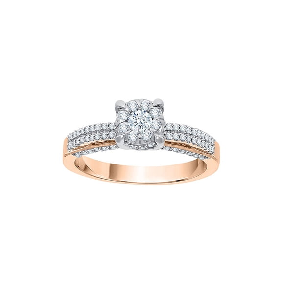 Diamond Engagement Ring in 10K Rose Gold (5/8 cttw) (I-Color, SI3-I1 Clarity) (Size-8)