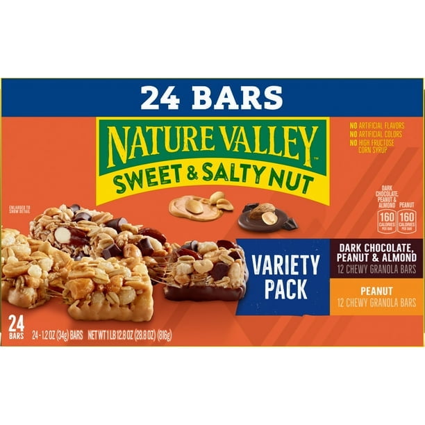 Nature Valley Granola Bars, Sweet and Salty Nut, Variety Pack, 24 Bars, 28.8 OZ - Pack of 2