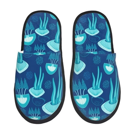 

House Slippers for Women Men - Blue Jellies Warm Non-slip Mens Womens Slippers Cozy Slip-on House Shoes Bedroom Outdoor Indoor Slippers for Men