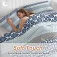 thumbnail image 4 of 3 Piece Boho Blue Aqua Duvet Cover Set Queen Size,Microfiber Comforter/Quilt Cover with Corner Ties and 2 Pillowcases,Geometric Stripes Tribal Bohemia Retro All Season Bedding with Zipper Closure, 4 of 8