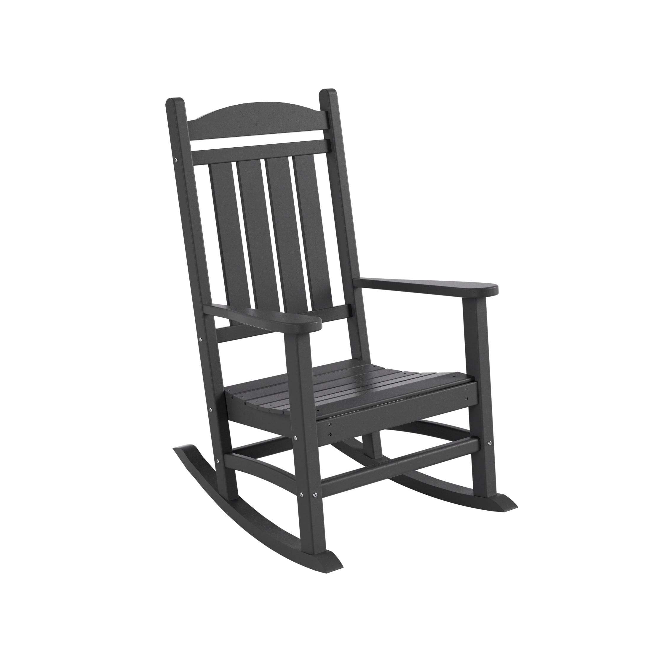 GARDEN Set of 2 Classic Plastic Adirondack Porch Rocking Chairs, Gray