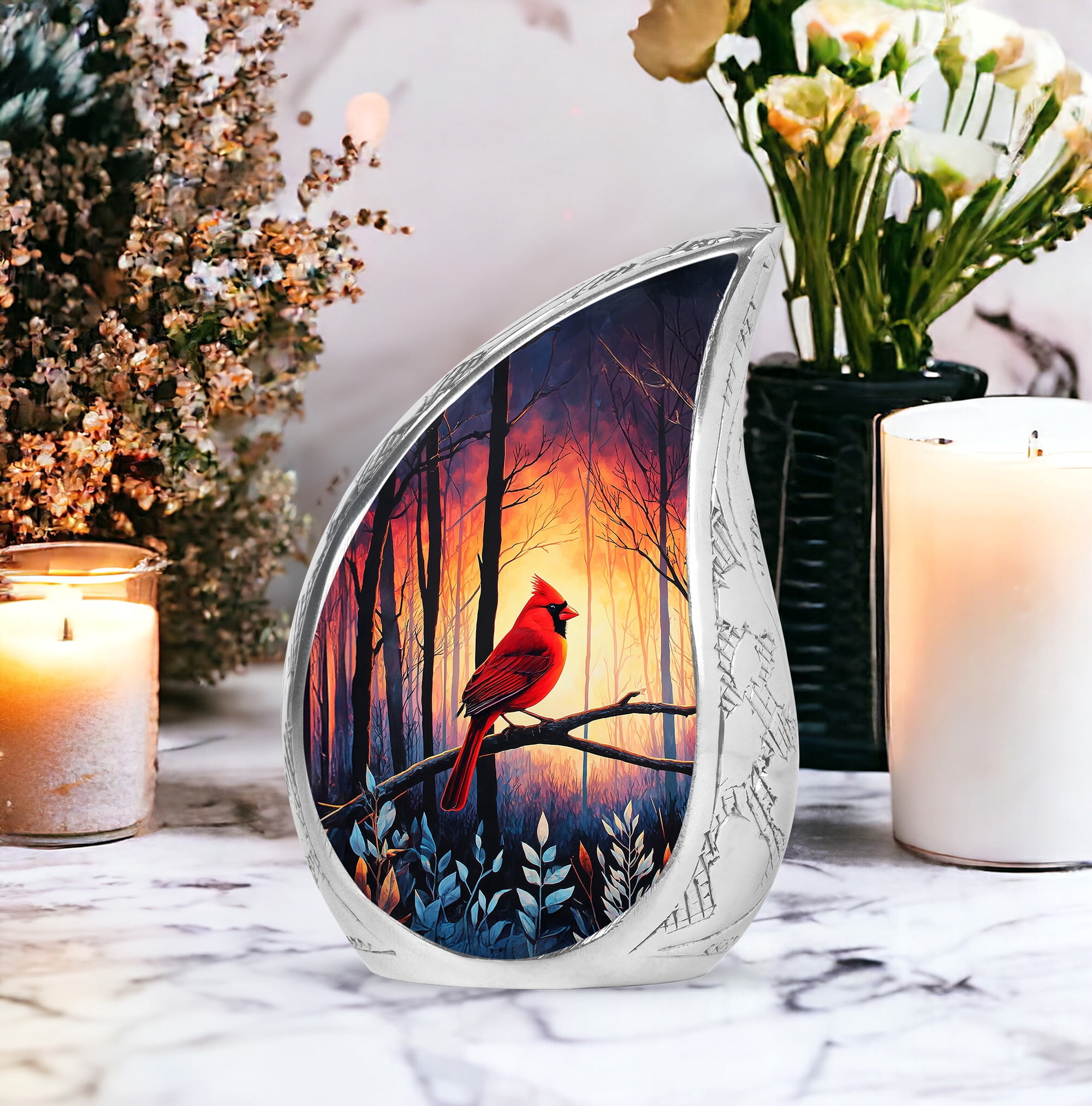 SABURIAL Cardinal Bird Urn - Human Remains Urn - Combo 2 - Large with 3 Inch Pack of 2 - Cremation Urns for Burial - Memorial Ashes - Burial Urns for Ash