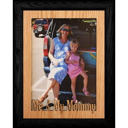 Black Laser Cut 5X7 Jumbo ~ Me & My Mommy Portrait Picture Frame ~ Laser Cut Oak Veneer Mat With Black Frame ()