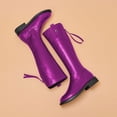 thumbnail image 4 of YDN Women Basic Round Toe Flats Knee High Boots Back Zipper low Heel Riding Boots Warm Comfy Outfit Winter Shoes Size 14 Purple, 4 of 4