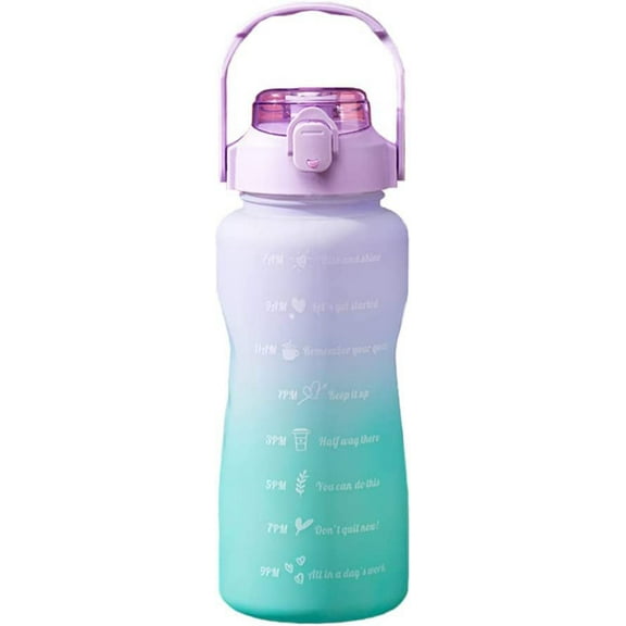 Malytizi 64 OZ Water Bottle with Motivational Time Marker & Straw,Leakproof BPA-Free Reusable Flip Top Water Bottle Ideal Gift for Fitness or Sports & Outdoors (64 OZ, Blue)