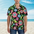 thumbnail image 4 of Balery Vector Mexican Otomi Style Bright Print Men's Hawaiian Shirts Short Sleeve Beach Shirt Relaxed Fit Vacation Button Down Shirts-3X-Large, 4 of 9
