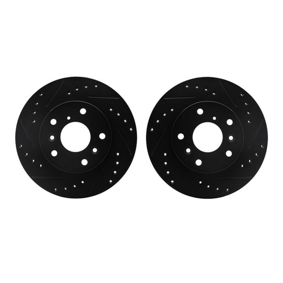 Dynamic Friction Company Front Brake Rotors-Drilled and Slotted-Black 8002-80003