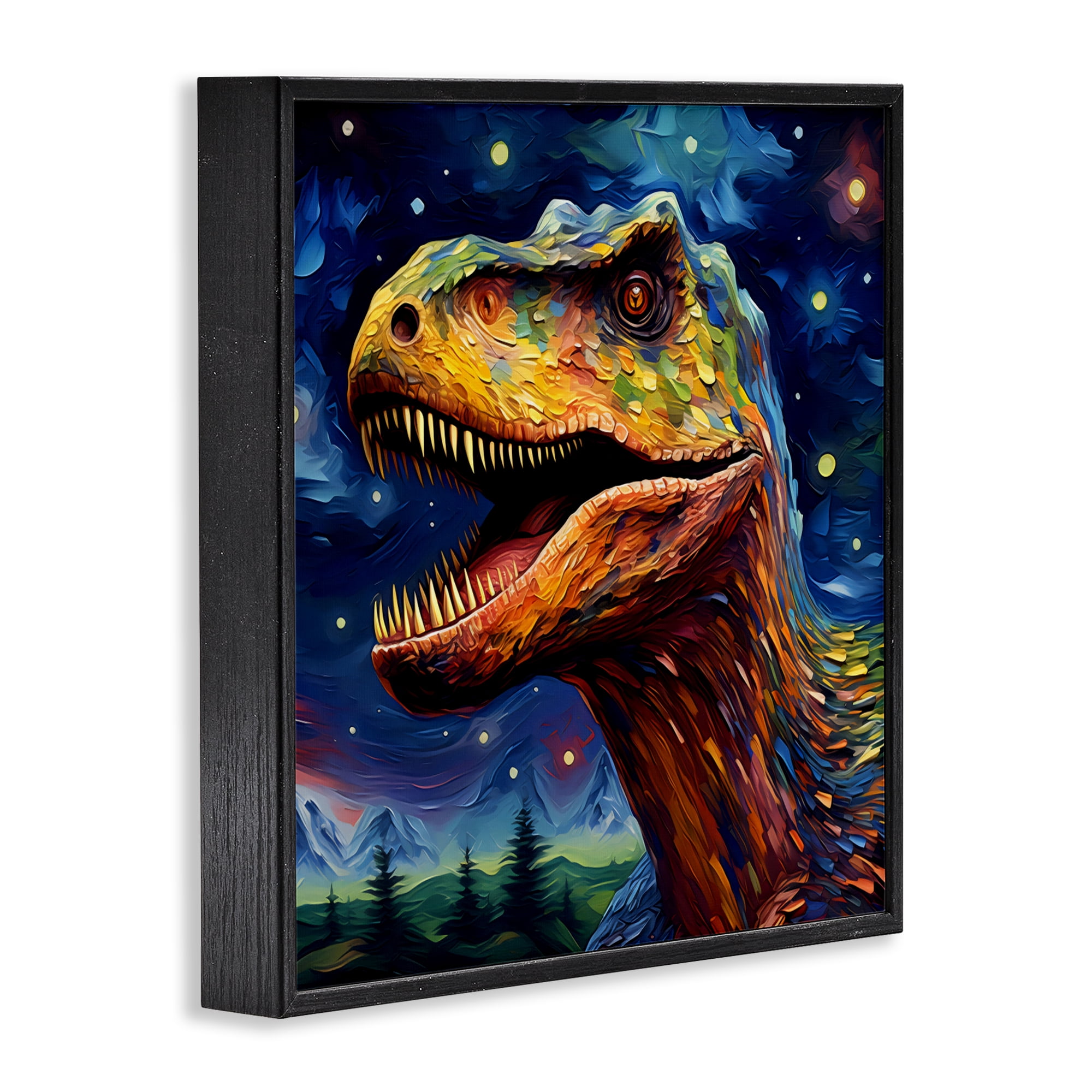 Stupell Industries Starry Sky Dinosaur Black Framed Giclee Art, design by Creative Studio