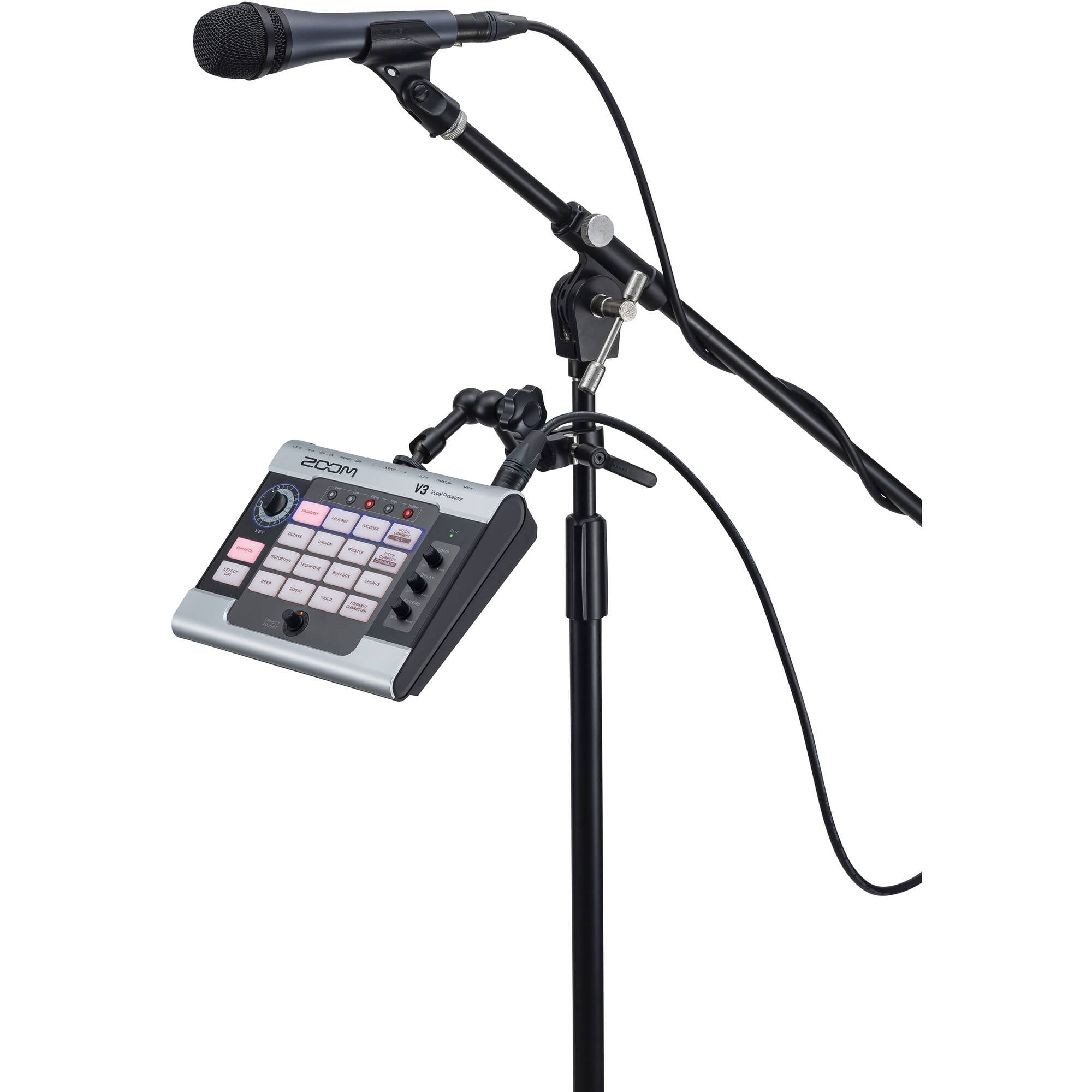 Zoom V3 Vocal Processor with Harmony, Pitch Correction, Reverb & Delay, USB Audio Interface & XLR Mic Input Bundle
