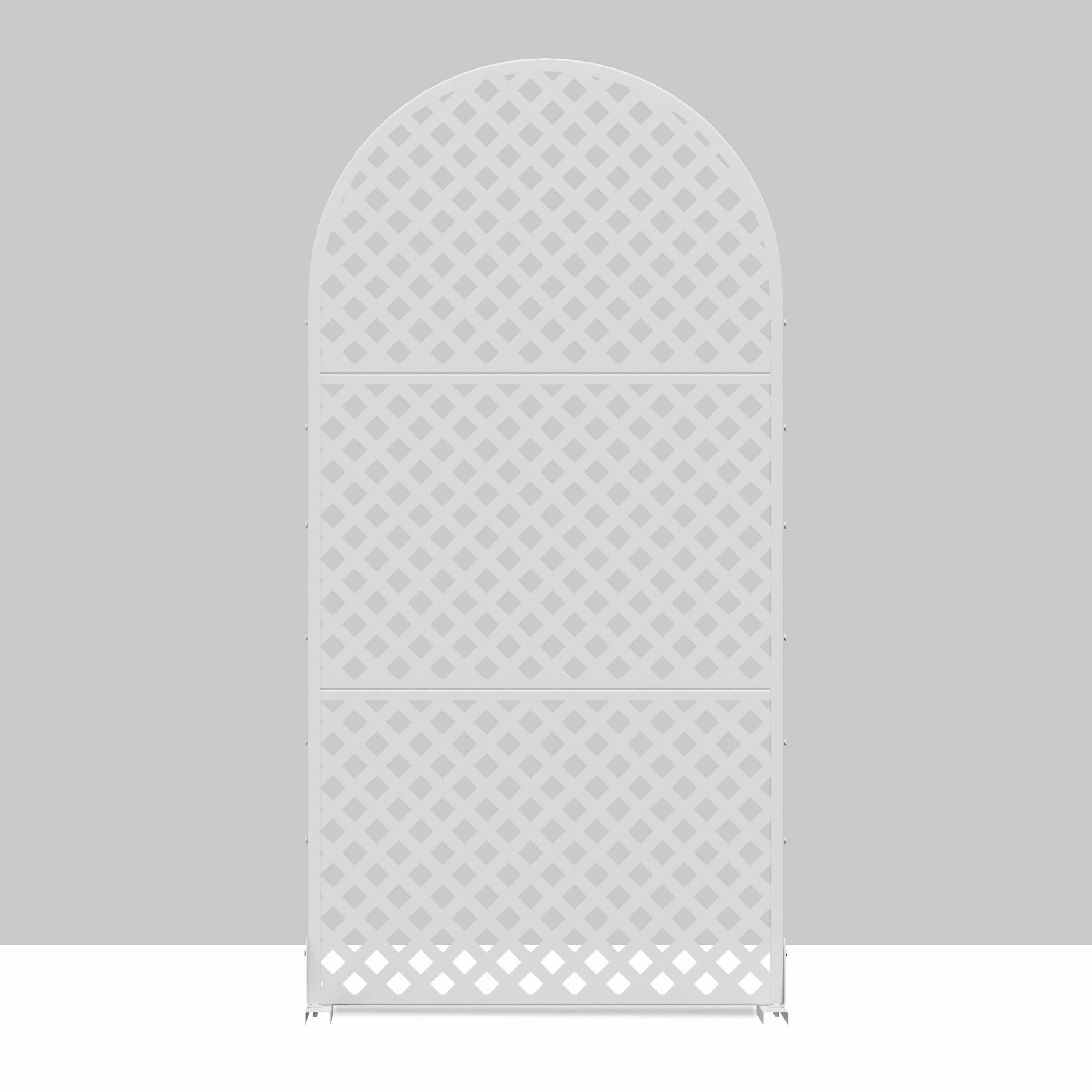 MAYEERTY 72x35x16 Inch White Diamond Arched Galvanized Steel Privacy Screen, 3 Piece Set for Outdoor Garden