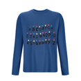 thumbnail image 3 of Wyobmus Mens Soft Active Shirt Long Sleeve Crewneck Athletic Undershirt Casual Home Wear Printed Pajama Tops A-Dark Blue, 3 of 3