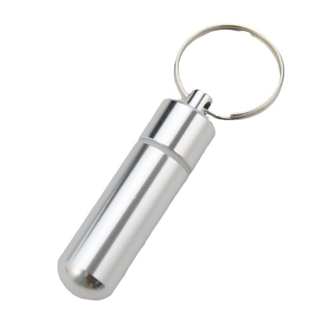 SF Aluminum Pill Case Keychain Waterproof Holder Medicine Bottle Containe