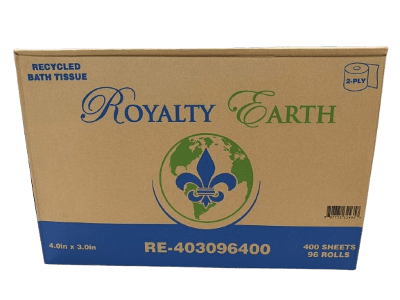 Royalty Earth Standard Bath Tissue, 2-ply, White, 4 X 3, 400 Sheets/roll, 96 Rolls/carton
