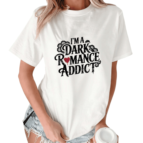 White Dark Academia Dark Romance Heart Print T-Shirt Graphic Tees Shirts Dark Romance Gift Fantasy Romance S-5XL Tops