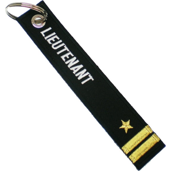 U.S. Navy Lieutenant Key Ring Pull Tag Keychain [Black - 5.5" x 1"]