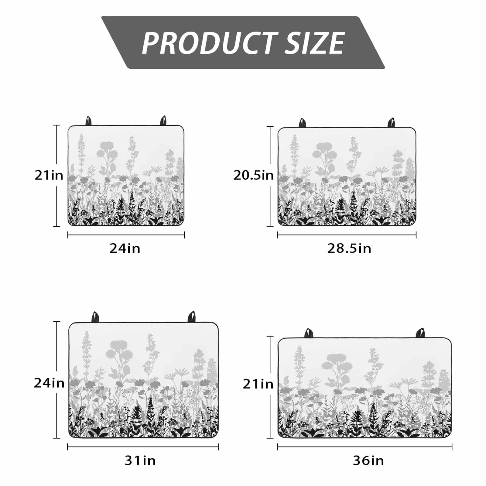 Grey Floral Rustic Stove Top Cover for Electric Stove, Heat-proof & Non Slip Glass Top Stove Cover Protector, Spring Farmhouse Botanical Floral Kitchen Flat Cooktop Rubber Mat 24x21 Inches