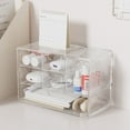 thumbnail image 3 of Shoreew Transparent Storage Box 3 Tiers 6 Compartments Jewelry Cosmetic Classification Storage Pull-out Drawers Stackable Dustproof Bedroom Desktop Organizer, 3 of 7