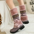 thumbnail image 4 of Tejiojio Clearance Women Slip-on Snow Boots Velvet Cotton Boots Plush Ball Ethnic Knight Boots Warm Solid Cotton Shoes, 4 of 7
