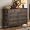 thumbnail image 2 of Bellemave Farmhouse Rustic Wood Chest of Drawers for Bedroom 9-Drawer Dresser Wooden Storage Cabinet for Living Room, Entryway, Hallway (Brown), 2 of 7