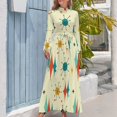 thumbnail image 4 of Vestidos largos retro Atomic Burst y Mid Century Modern en naranja, azul y crema, trajes de playa para mujeres, 4 of 5