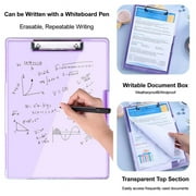 sixwipe Clipboard with Storage, 8.5x11 Heavy Duty Boards with 2 Storage Case and Compartment Translucent, Nursing Clipboard Folder Case for Office Supplies