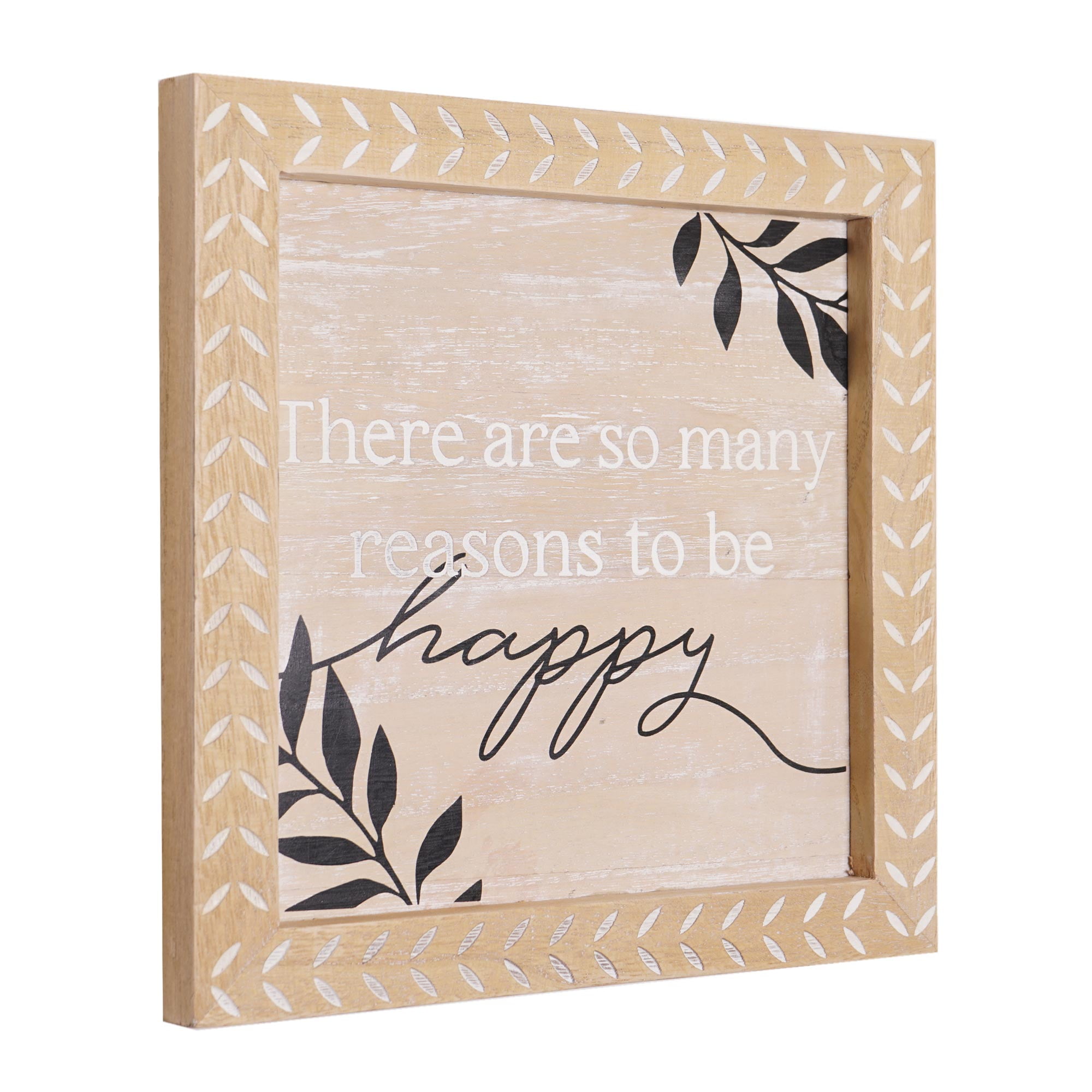 Reasons to be Happy Carved Wood Frame Wall Decor 10' x 10'