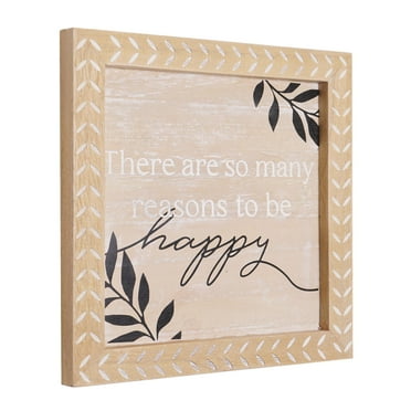 Crystal Art Gallery Reasons to be Happy Carved Wood Frame Wall Decor 10" x 10"