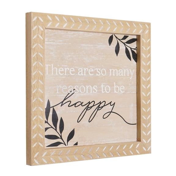 Crystal Art Gallery Reasons to be Happy Carved Wood Frame Wall Decor 10" x 10"