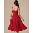 thumbnail image 3 of DARING DIVA Women's Spaghetti Strap Sweetheart Neck Side Slit A Line Dresses S Red, 3 of 6