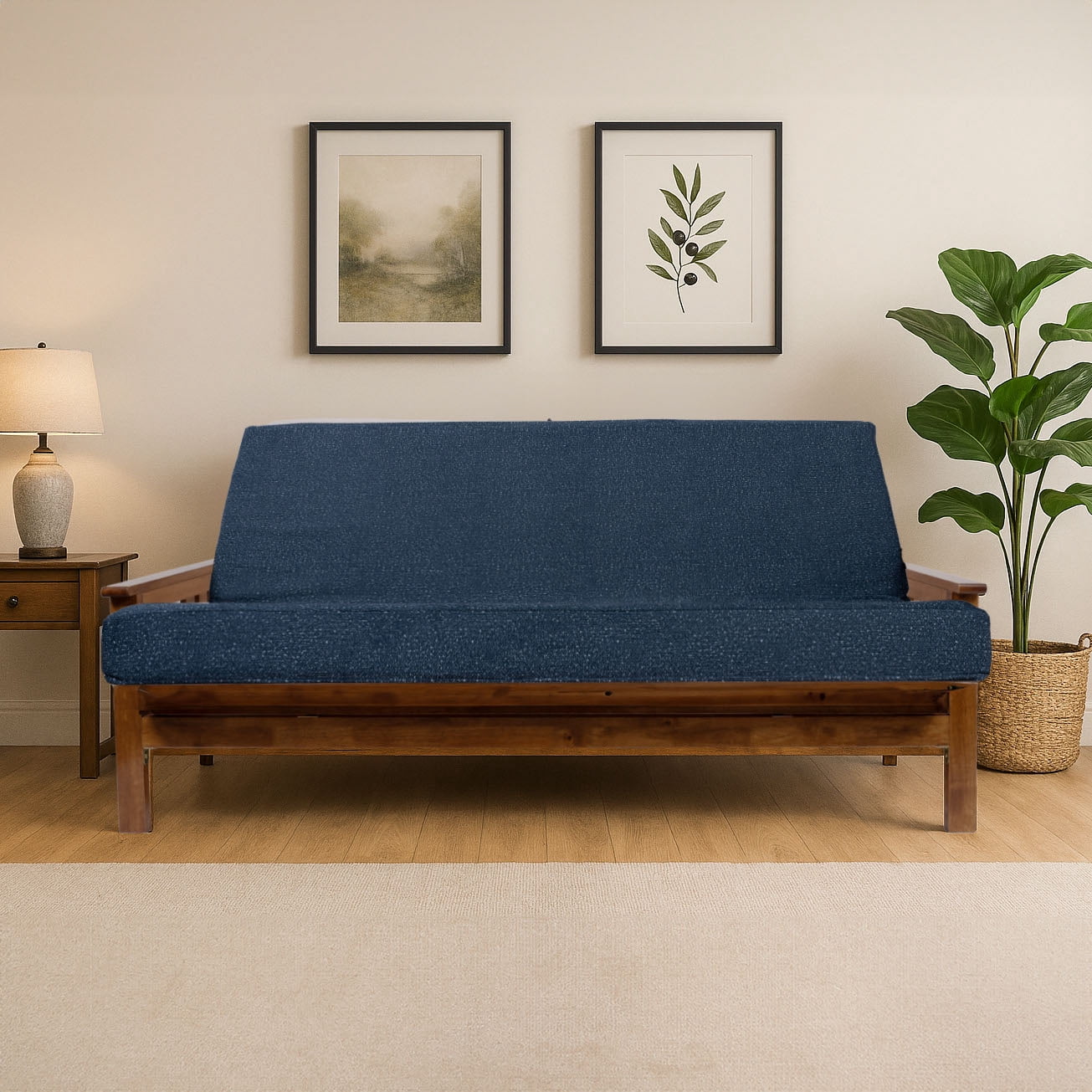Yoneston Full Size Memory Foam Futon Mattress, Thick Foldable Sofa Bed Cushion with Washable Removable Cover for Guest Room Apartment Dorm, Denim