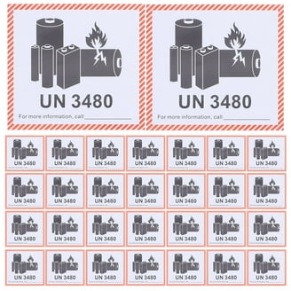 UN3480 Caution Lithium Battery Warning Shipping Labels | 3.25 x