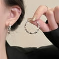 thumbnail image 2 of L.YY Women’s Rhombus Twisted Earrings | French Hoops 50mm - Trendy Geometric Fashion Jewelry, 2 of 6