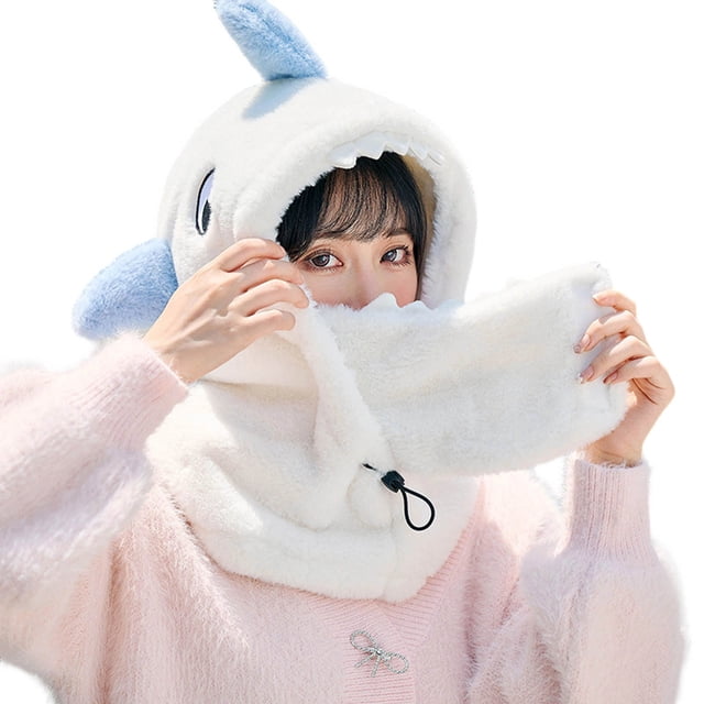 Ywoagh Cat Hat Winter Cycling Face Windproof Cold Weather Ski Liner Women's Warm Style Solid Plush Peruvian Hat with Ears