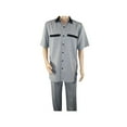 thumbnail image 7 of Men 2pc Walking Leisure Suit Short Sleeves DREAMS 263-00 Black white Salt pepper, 7 of 7