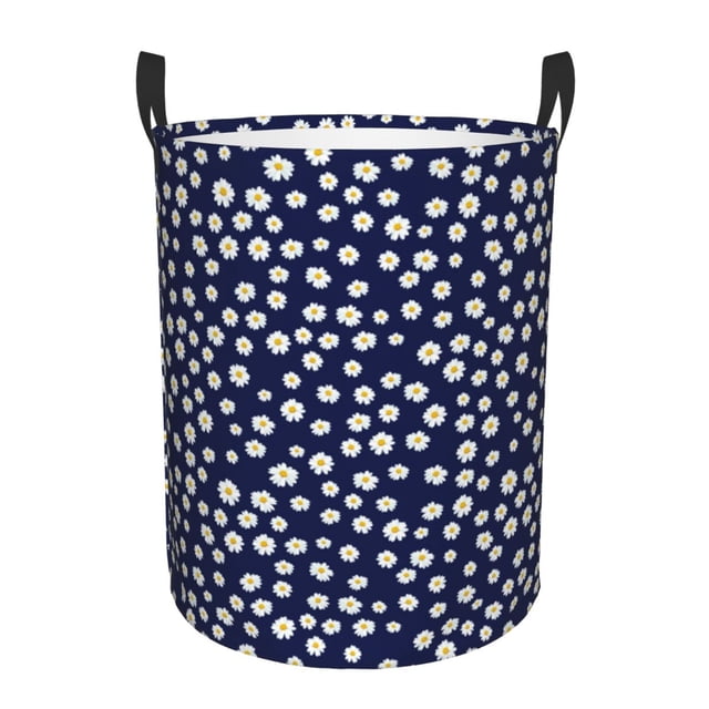 Fotbe Daisies Flowers Cesto de Ropa con Asas, Cesto Impermeable de Gran Capacidad, Bolsa de Lavado para Dormitorio, Cesto de Ropa con Ruedas y Asas-Small