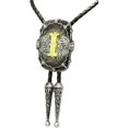 thumbnail image 4 of shiyou-Bolo Tie Silver Initial Letter A to Z In Western Cowboy Medal Style with Cowhide Rope Necktie, 4 of 4